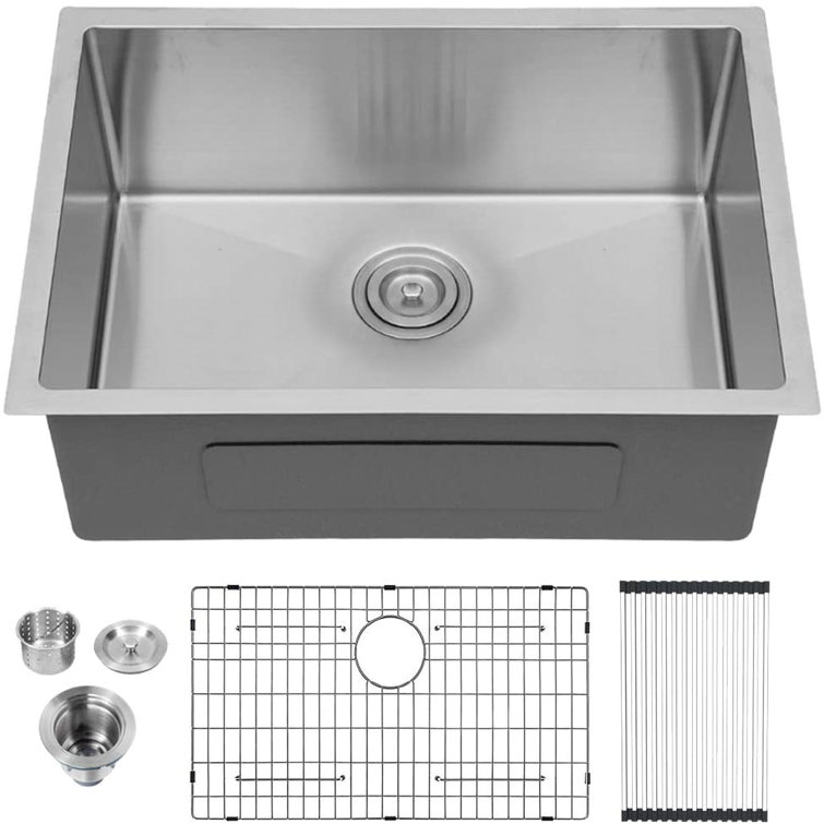 Logmey 27" L x 18" W Undermount Kitchen Sink 16 Gauge Stainless Steel